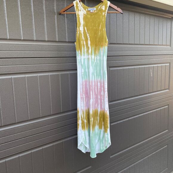 Young Fabulous Broke Tie-Dye Ribbed Midi Tank Dress Size Small Coastal Vibes - Picture 2 of 13